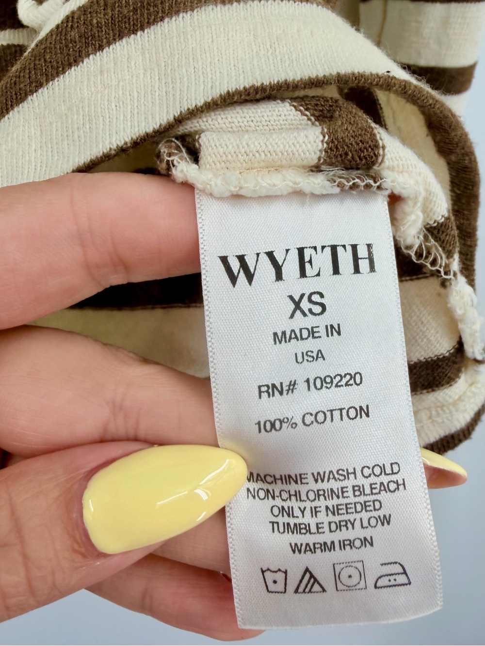 WYETH Carmen L/S Long Sleeve Crew Striped Cotton Tee Ecru and Chocolate - Picture 5 of 9